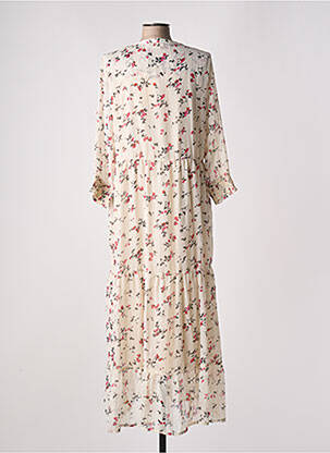 Robe longue manches longues manches longues beige KAFFE femme
