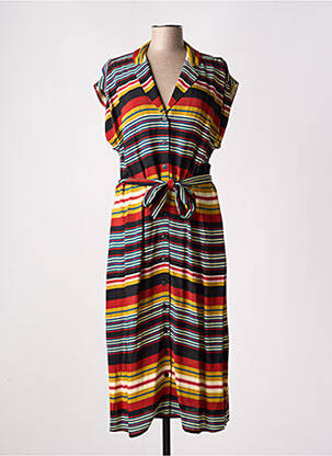 Robe mi-longue tissage crêpe manches courtes noir KING LOUIE femme