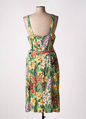 Robe mi-longue imprimé fleurs fines bretelles vert KING LOUIE femme