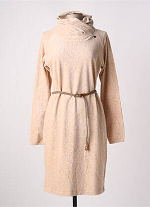 Robe mi-longue imprimé fantaisie manches longues beige RAGWEAR femme