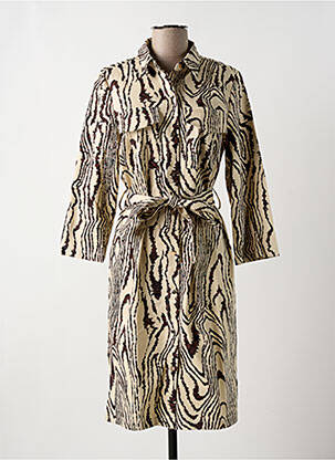 Robe mi-longue manches longues manches longues beige NUMPH femme