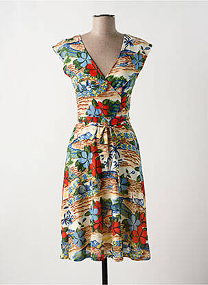 Robe mi-longue manches courtes manches courtes beige KING LOUIE femme