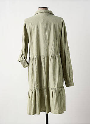 Robe mi-longue tissage crêpe manches longues vert KAFFE femme