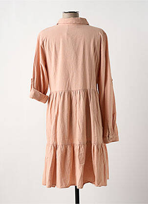 Robe mi-longue tissage crêpe manches longues rose KAFFE femme