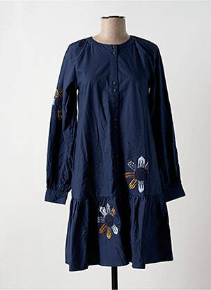 Robe courte coupe évasée manches longues bleu NUMPH femme