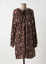 Robe courte coupe évasée manches longues noir CALIE femme