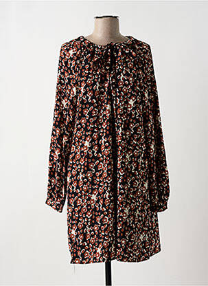 Robe courte coupe évasée manches longues noir CALIE femme
