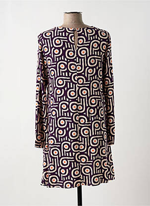 Robe courte coupe évasée manches longues violet COMPAÑIA FANTASTICA femme