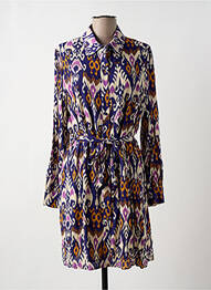 Robe mi-longue imprimé fantaisie manches longues violet CALIE femme