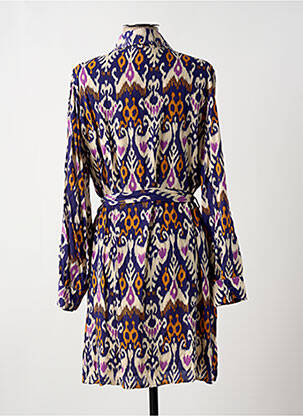 Robe mi-longue imprimé fantaisie manches longues violet CALIE femme