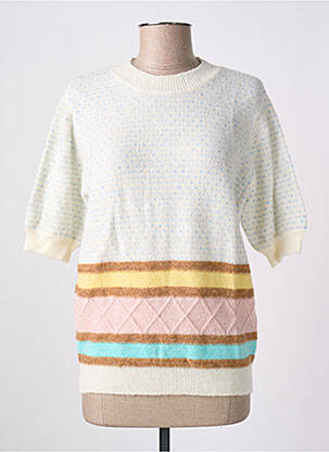 Pull stretch manches courtes beige NUMPH femme