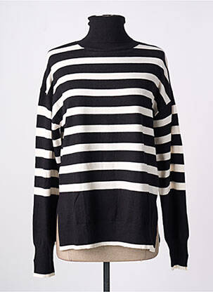 Pull col roulé coupe cintrée manches longues noir LOSAN femme