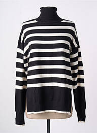 Pull col roulé coupe cintrée manches longues noir LOSAN femme