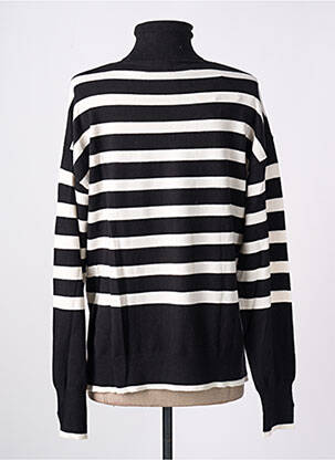 Pull col roulé coupe cintrée manches longues noir LOSAN femme