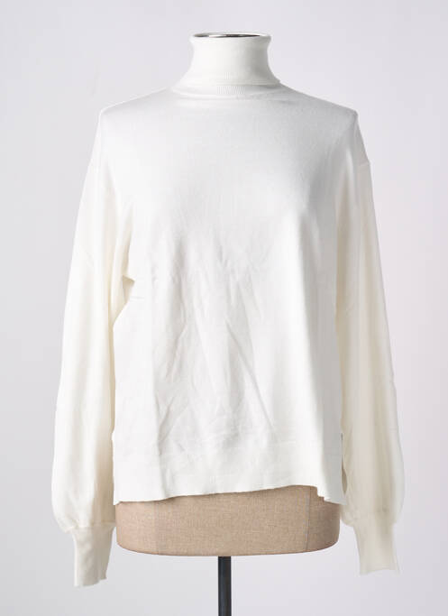 Pull col roulé blanc LOSAN pour femme