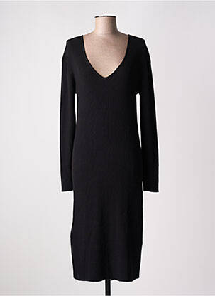 Robe pull col v manches longues noir LOSAN femme