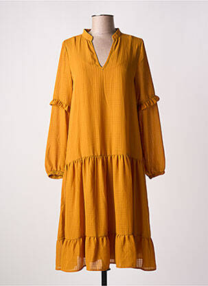Robe mi-longue coupe évasée manches longues jaune NUMPH femme