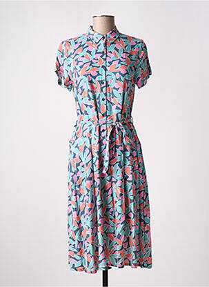 Robe mi-longue imprimé fantaisie manches courtes bleu COMPAÑIA FANTASTICA femme