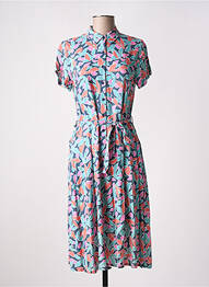 Robe mi-longue imprimé fantaisie manches courtes bleu COMPAÑIA FANTASTICA femme
