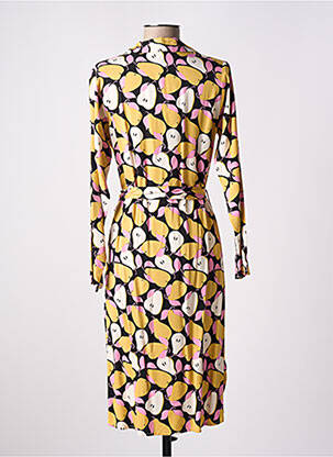 Robe mi-longue imprimé fantaisie manches longues jaune COMPAÑIA FANTASTICA femme