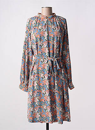 Robe mi-longue imprimé fleurs manches longues bleu NUMPH femme