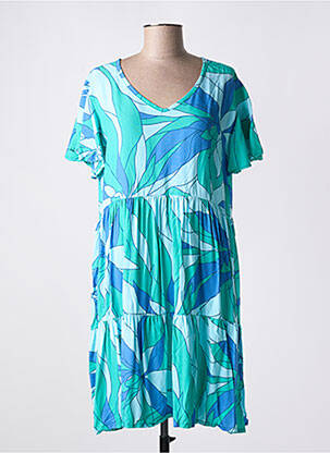Robe mi-longue imprimé fleurs manches courtes bleu TERRACOTTA BY GRAIN DE SABLE femme