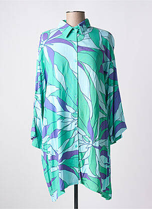 Robe courte manches 3/4 manches 3/4 vert TERRACOTTA BY GRAIN DE SABLE femme