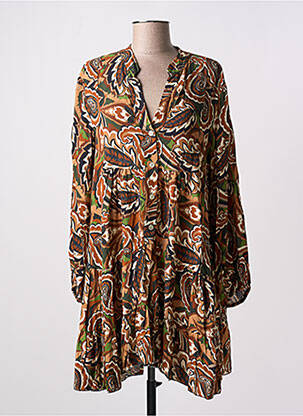 Robe courte coupe évasée manches longues vert NEW COLLECTION femme