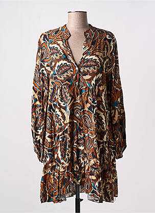 Robe courte coupe évasée manches longues bleu NEW COLLECTION femme