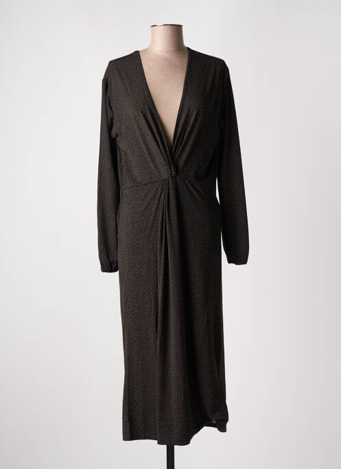 Robe mi-longue manches longues manches longues vert LOSAN femme