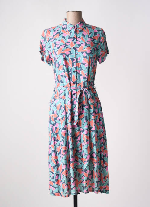 Robe mi-longue imprimé fantaisie manches courtes bleu COMPAÑIA FANTASTICA femme