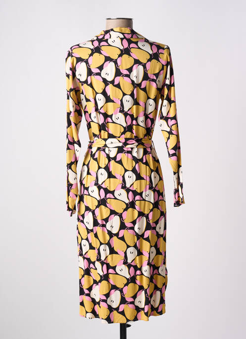 Robe mi-longue imprimé fantaisie manches longues jaune COMPAÑIA FANTASTICA femme