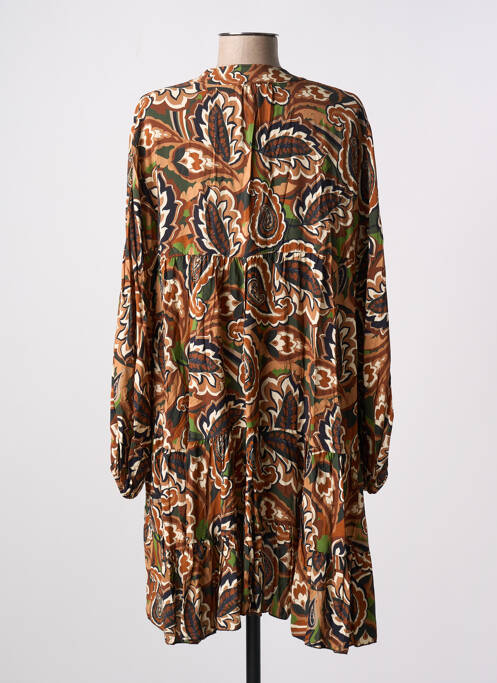 Robe courte coupe évasée manches longues vert NEW COLLECTION femme