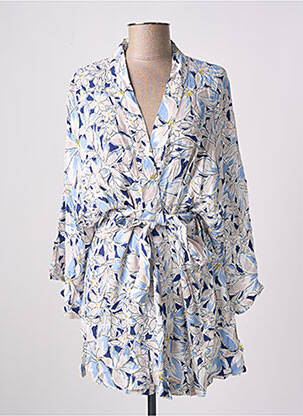Veste kimono col cache-coeur bleu CALIE femme