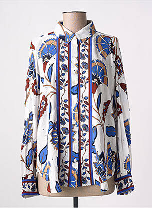 Chemisier imprimé fleurs manches longues bleu DERHY femme