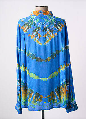 Chemisier coupe droite manches longues bleu SIROCCO femme