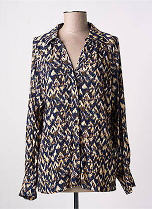 Chemisier tissage crêpe manches longues bleu CALIE femme