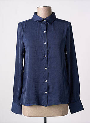 Chemisier tissage crêpe manches longues bleu LOSAN femme