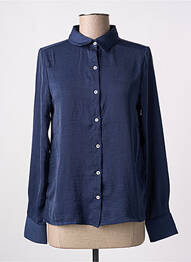 Chemisier tissage crêpe manches longues bleu LOSAN femme