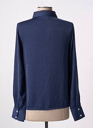 Chemisier tissage crêpe manches longues bleu LOSAN femme