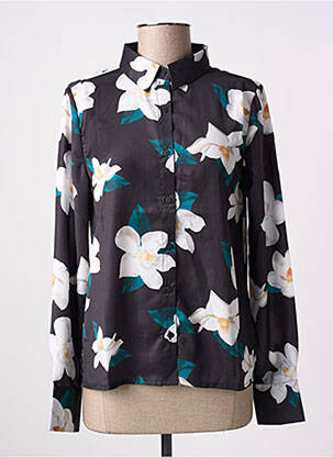 Chemisier imprimé fleurs manches longues noir LOSAN femme
