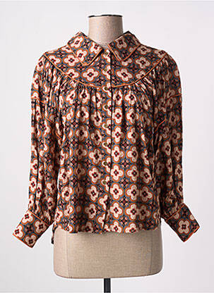 Chemisier imprimé fleurs manches longues orange MEISÏE femme