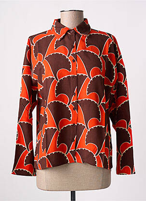 Chemisier imprimé fantaisie manches longues orange COMPAÑIA FANTASTICA femme