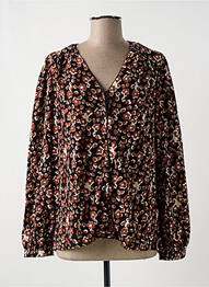 Chemisier imprimé fleurs manches longues noir CALIE femme