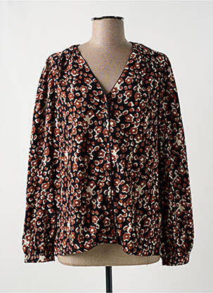 Chemisier imprimé fleurs manches longues noir CALIE femme