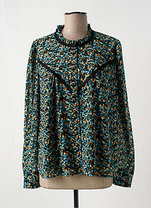 Chemisier imprimé fleurs manches longues bleu CHERRY PARIS femme