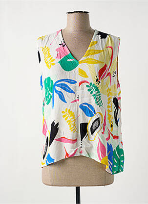 Blouse imprimé fleurs manches courtes blanc LES TROPEZIENNES PAR M.BELARBI femme