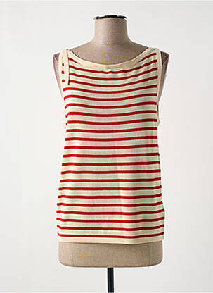 Pull coupe cintrée sans manche rouge COMPAÑIA FANTASTICA femme