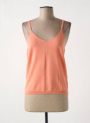 Pull coupe cintrée fines bretelles orange CHERRY PARIS femme