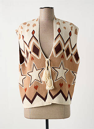 Gilet sans manche maille tricot beige CHERRY PARIS femme